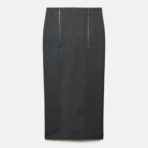 Zara ZW Collection Zippered Pencil Skirt With